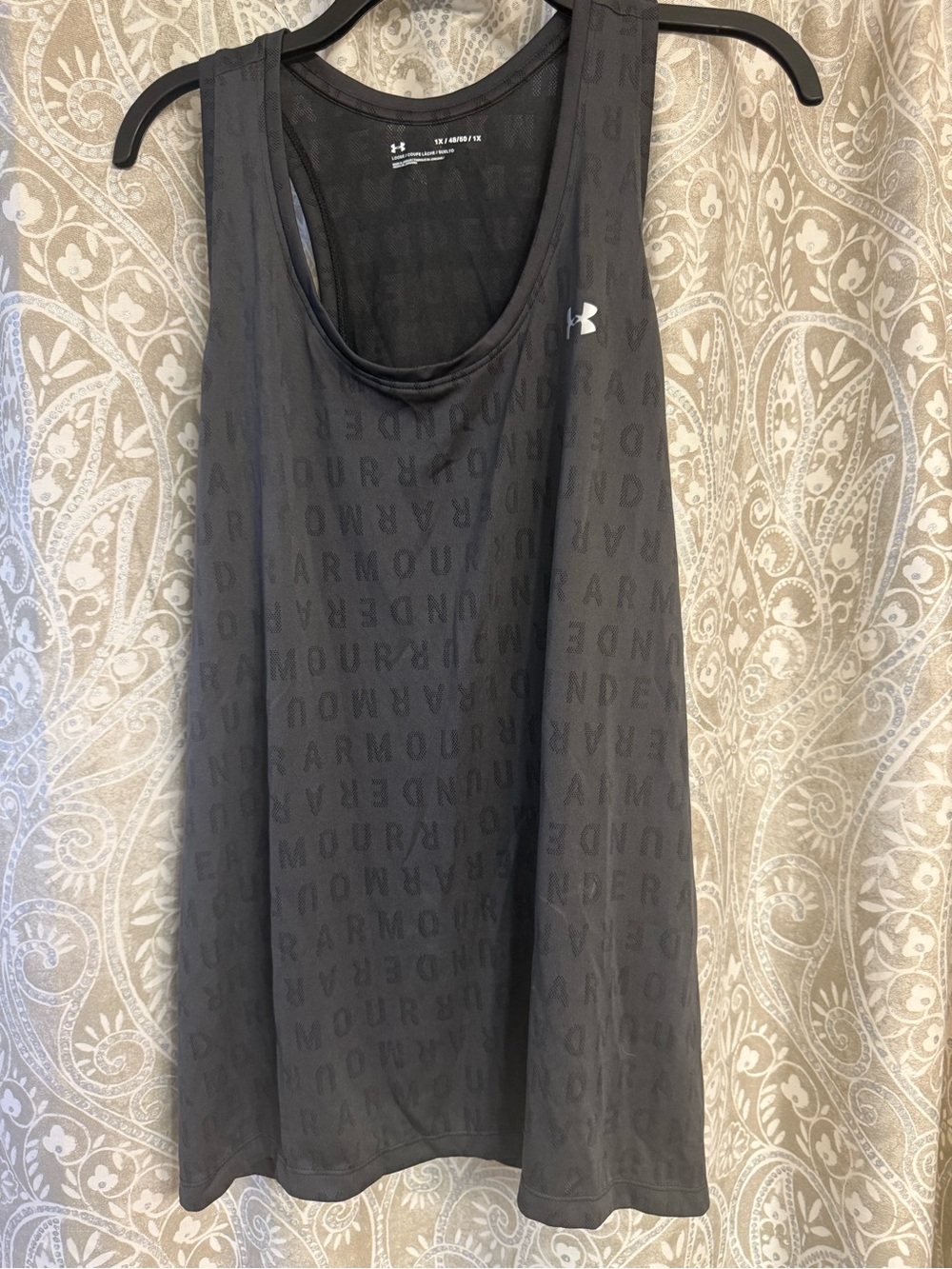 Under Armour Sheer Black Allover Logo Racerback Tank